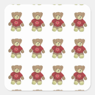 Adesivo Quadrado Ursos de Teddy Plush Toys Stickers