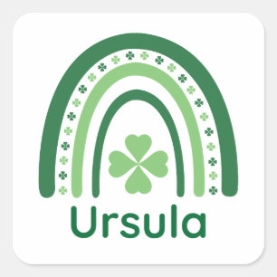 Adesivo Quadrado Ursula Nome Clover Boho Arco-íris