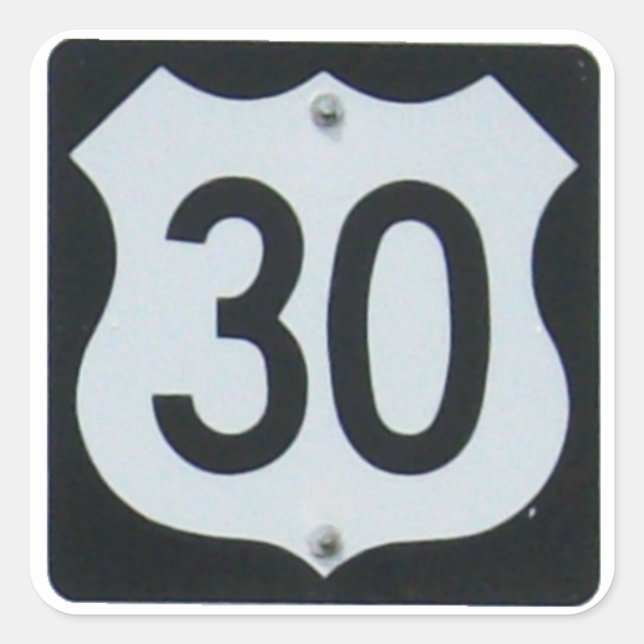 Adesivo Quadrado US Highway 30 Road Sign (Frente)