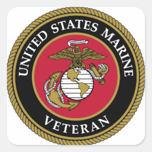 Adesivo Quadrado US Marine Veteran Blue
