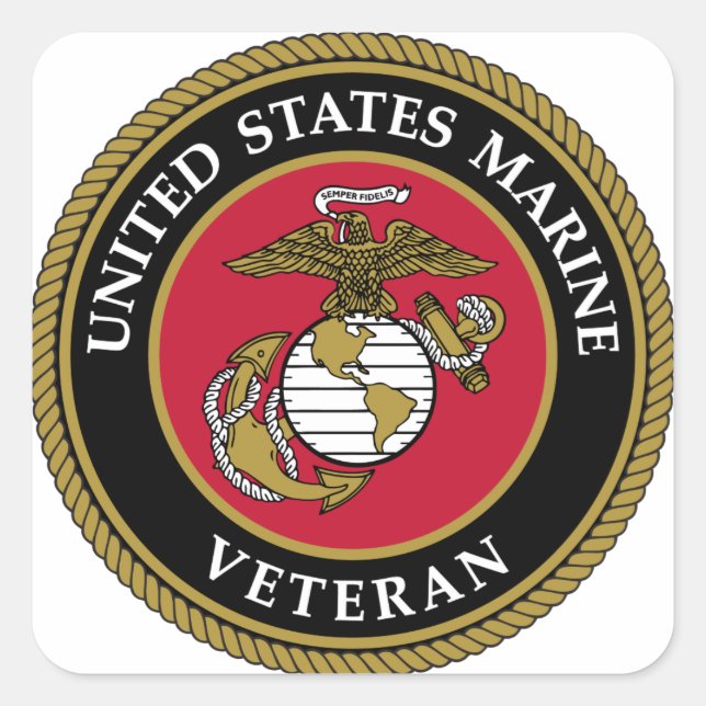 Adesivo Quadrado US Marine Veteran Blue (Frente)
