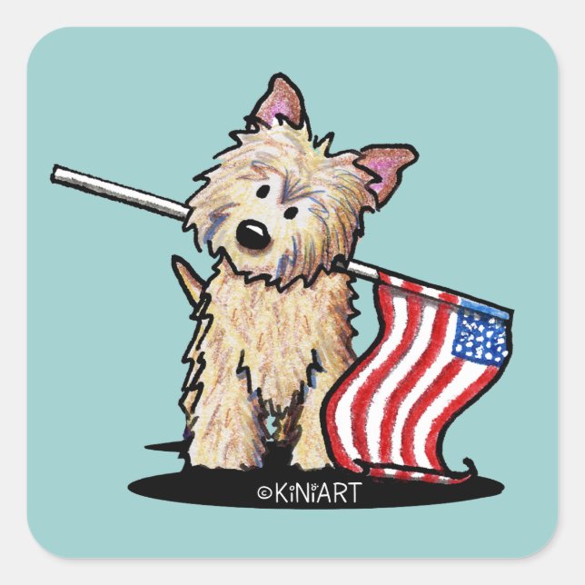 Adesivo Quadrado USA Cairn Terrier Dog Stickers (Frente)