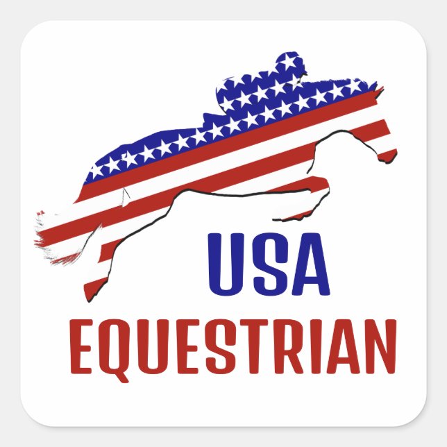 Adesivo Quadrado USA Patriotic Equestrian  (Frente)