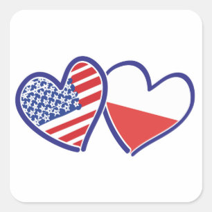 ADESIVO QUADRADO USA-POLISH-FLAG-HEARTS