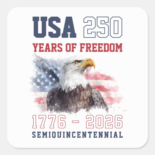 Adesivo Quadrado USA Red White and Blue America's 250th Anniversary (Frente)