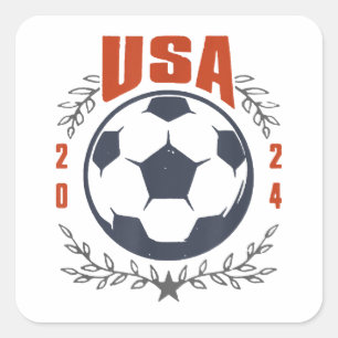 Adesivo Quadrado USA Soccer Ball 2024 Stars & Laurel Wreath Vintage