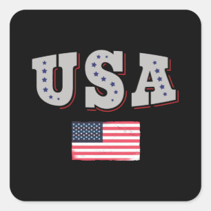 Adesivo Quadrado USA Soccer Fan Jersey Mostra Bandeira Americana