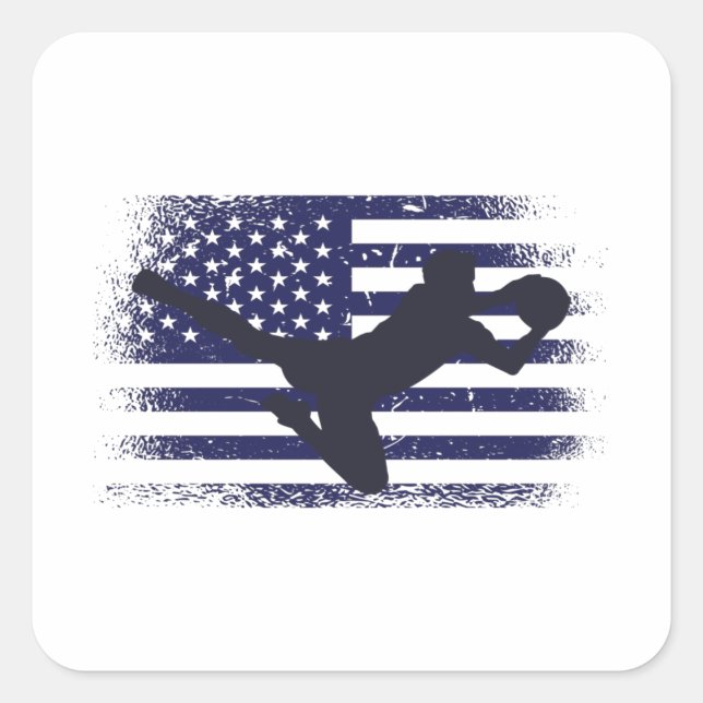 Adesivo Quadrado USA Soccer Fan Jersey Mostra Bandeira Americana (Frente)