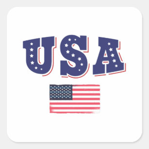 Adesivo Quadrado USA Soccer Fan Jersey Mostra Bandeira Americana