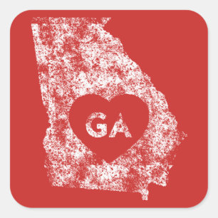 Adesivo Quadrado Usado Eu Adoro os Stickers Estatais da Georgia