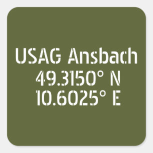 Adesivo Quadrado USAG Ansbach Latitude Longitude 