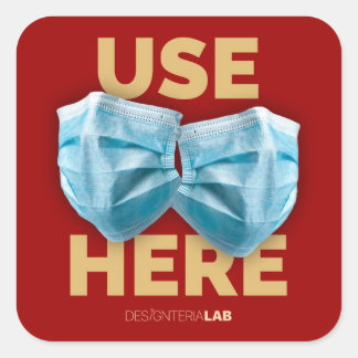 Adesivo Quadrado Usar Máscaras Aqui (Escuro)