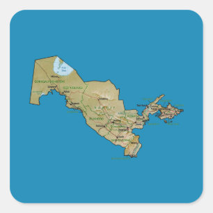 Adesivo Quadrado Usbequistão Map Sticker