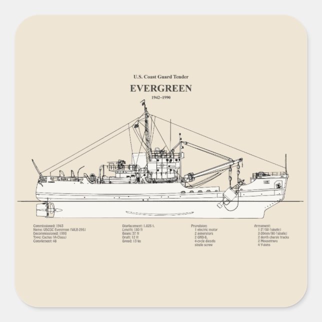 Adesivo Quadrado USCGT Evergreen wlb-295 - SBD (Frente)