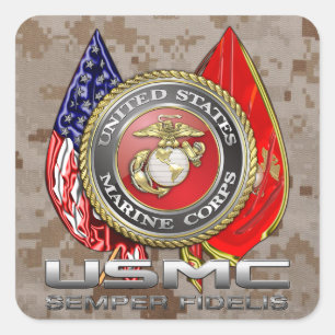 Adesivo Quadrado USMC Semper Fi [3D]