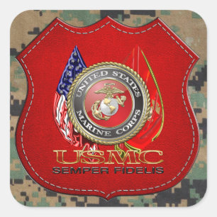 Adesivo Quadrado USMC Semper Fi [edição especial] [3D]