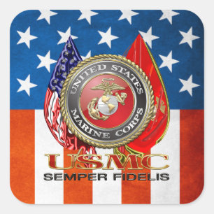 Adesivo Quadrado USMC Semper Fi [edição especial] [3D]