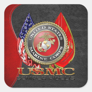 Adesivo Quadrado USMC Semper Fi [edição especial] [3D]