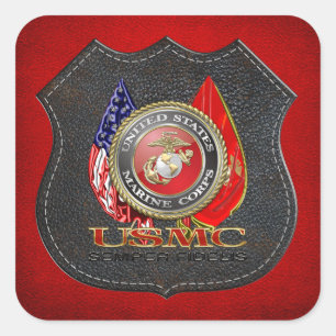 Adesivo Quadrado USMC Semper Fi [edição especial] [3D]
