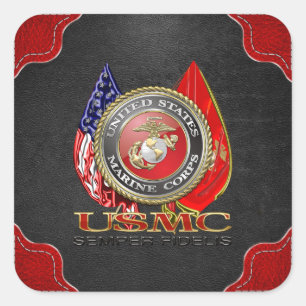 Adesivo Quadrado USMC Semper Fi [edição especial] [3D]