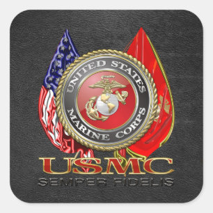 Adesivo Quadrado USMC Semper Fi [edição especial] [3D]