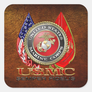 Adesivo Quadrado USMC Semper Fi [edição especial] [3D]