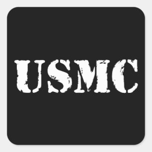 Adesivo Quadrado USMC [texto do estêncil]