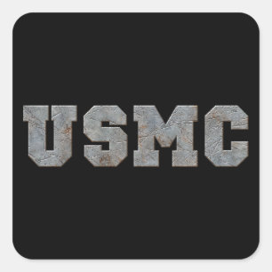 Adesivo Quadrado USMC [texto oxidado]
