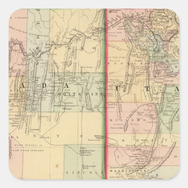 Adesivo Quadrado Utah, Mapa de Nevada por Mitchell (Frente)