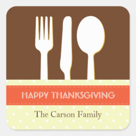 Adesivo Quadrado Utensil, configuração laranja e marrom, ação de gr