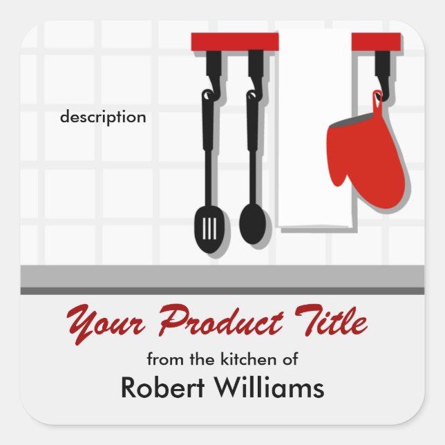 Adesivo Quadrado Utensílios De Chef Da Cozinha De (Frente)