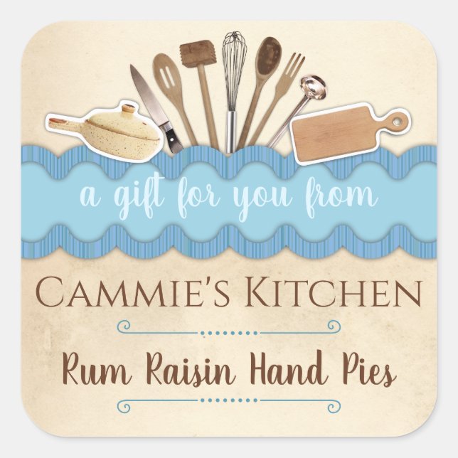 Adesivo Quadrado Utensílios de chique personalizados em casa (Frente)