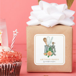 Adesivo Quadrado Utensílios para Confeitaria Padaria