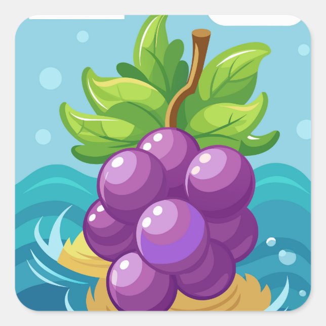 Adesivo Quadrado Uvas Orgânicas (Frente)