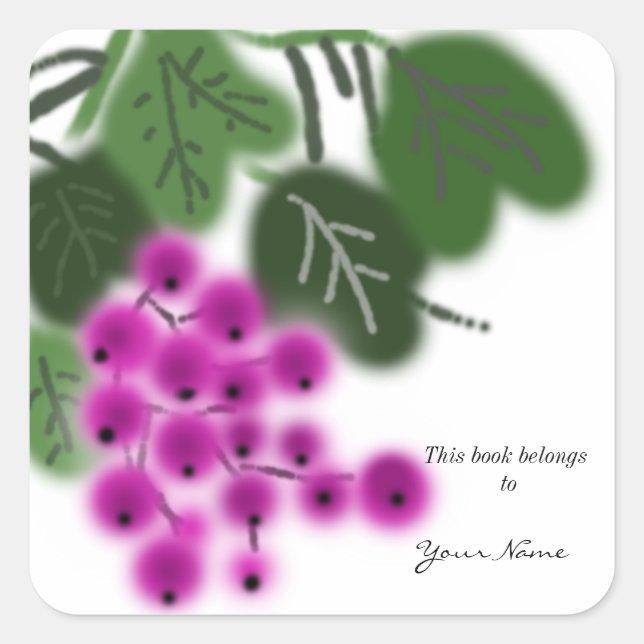 Adesivo Quadrado uvas roxas e folhas verdes (Frente)