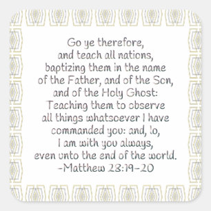 Adesivo Quadrado Vá, Ensine todas as Nações