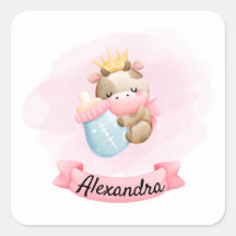 Vaca bebê em rosa e coroa