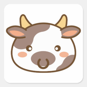Adesivo Quadrado Vaca bonito de Kawaii