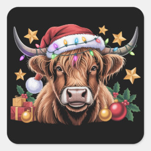 Adesivo Quadrado Vaca das Terras Altas Bezerros de Natal Fazenda Fa