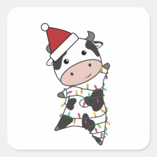 Adesivo Quadrado Vaca Fada De Natal Luz Fácil Animais Para Crianças