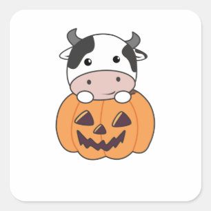 Adesivo Quadrado Vaca Na Pumpkin Cuecas Feliz Dia das Bruxas