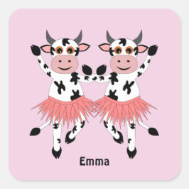 Adesivo Quadrado Vacas dançantes bonitas e engraçadas