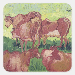 Adesivo Quadrado Vacas de Vincent van Gogh  , 1890