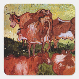 Adesivo Quadrado Vacas (segundo Jordaens) por Vincent van Gogh