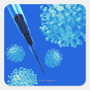 Adesivo Quadrado Vacina da gripe, arte finala conceptual do