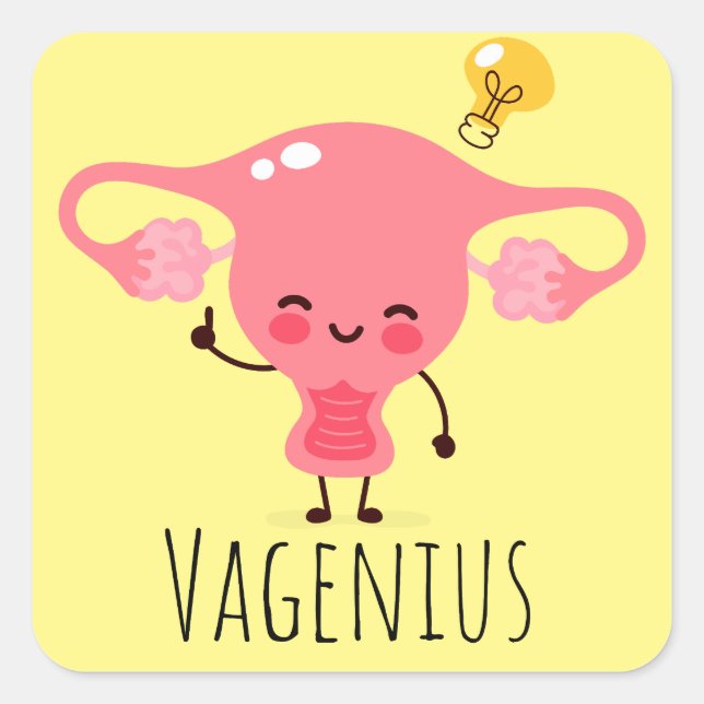 Adesivo Quadrado Vagenius / Uterus Puns / Piadas Uterus (Frente)