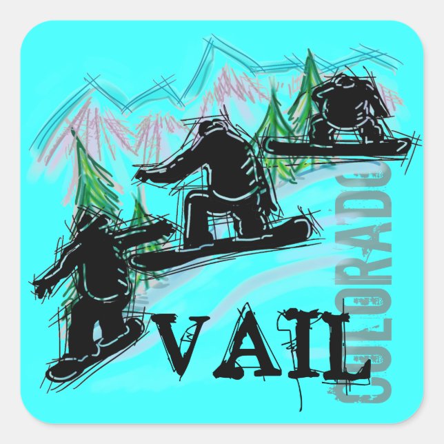 Adesivo Quadrado Vail Colorado Snowboard stickers (Frente)