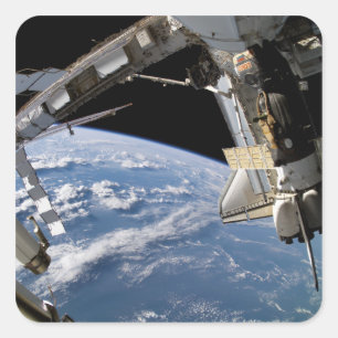 Adesivo Quadrado Vaivém espacial Atlantis e uma nave espacial de