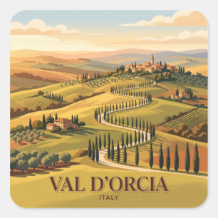 Adesivo Quadrado Val d'Orcia Pienza Itália