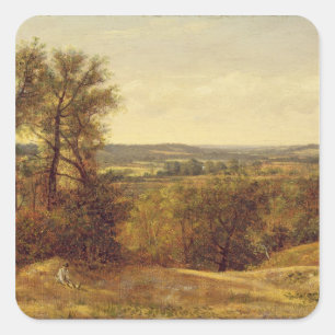Adesivo Quadrado Vale de John Constable Dedham, c.1802 (óleo no